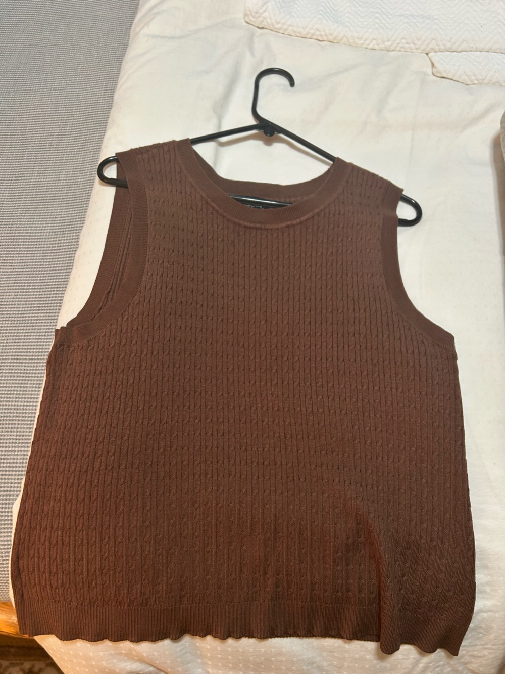 MARBLE Brown Ribbed Knit Tank